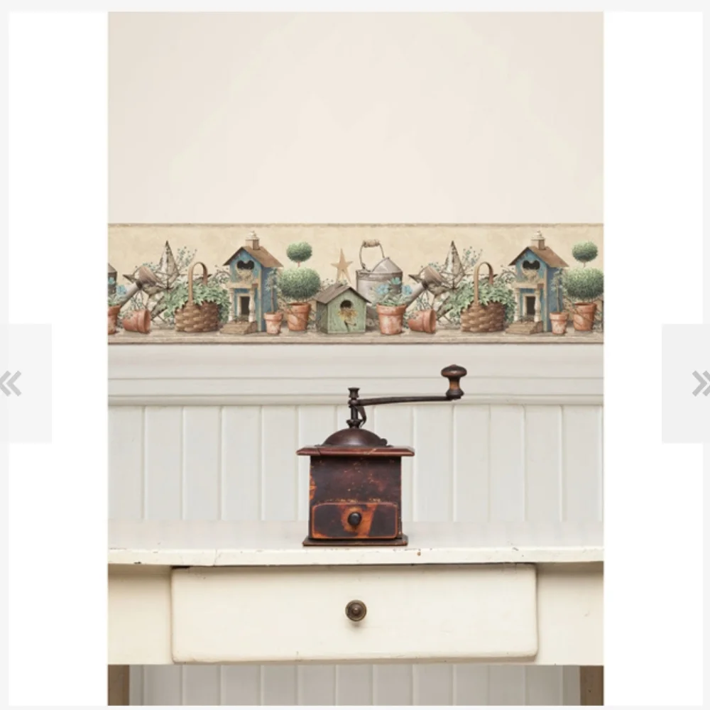 Wallpaper Border Shandi Blue Bird Hill Birdhouse